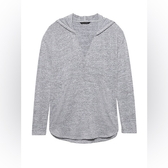 Banana Republic Luxespun Hoodie Women’s SM Black   V-Neck Pockets Soft Pullover - Picture 2 of 14